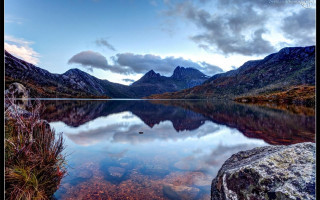 Lake mountains grass sky clouds 8 - mountain and grass free wallpaper for desktop
