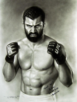 Man beard boxing gloves drawing - a charcoal drawing free wallpaper