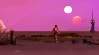 Desert man moonlight purple sky - anato finnstark free wallpaper for desktop