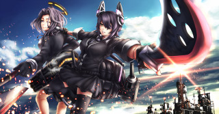 Anime characters giant object sky 2 - mecha free wallpaper