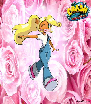 Cartoon character flying pink roses - a background free wallpaper for tablet