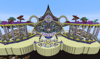 Futuristic city clock tower fountain - a futuristic city free wallpaper