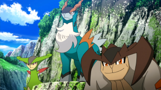 Pokemon group mountain sky waterfall - a group of pokemons free wallpaper for desktop