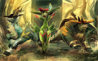 Pokemon group forest standing together - a group of pokemons free wallpaper