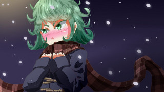 Woman green hair scarf snow - aya goda free wallpaper for desktop