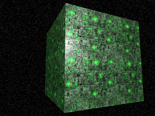 Green cube dots dark sky - dot free wallpaper