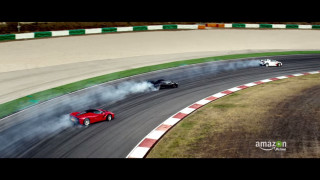 Racing cars smoke tires opposite - two car free wallpaper