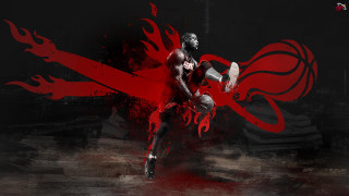 Man basketball red flame action - a basketball free wallpaper