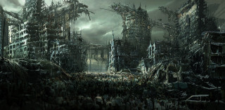 City night tall buildings crowd - the dark of night free wallpaper