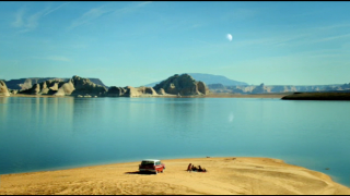 Truck beach mountains moon ocean - charles angrand free wallpaper