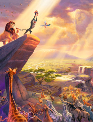 Lion giraffe cliff waterfall bird - pixar and disney animation free wallpaper for mobile