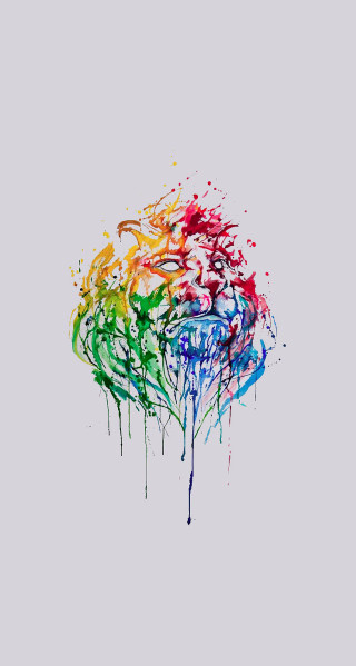 Colorful brain watercolor crayon gem - perfect free wallpaper for mobile