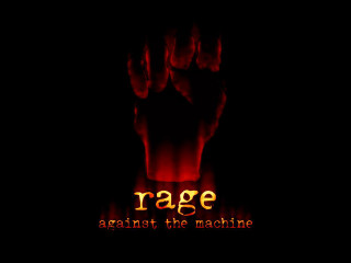 Red glowing hand rage against - a red glow free wallpaper