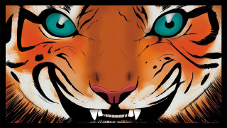 Tiger face blue eyes comic - a white outline free wallpaper