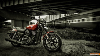 Red motorcycle train bridge cinematic - a red motorcycle free wallpaper