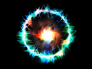 Colorful circular object lights black - a white circle free wallpaper for desktop