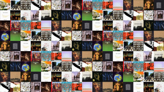 Collage photos people buildings colors - blunt border free wallpaper