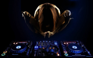 Woman dancing dj set up - transgressive art free wallpaper