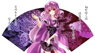 Purple fan portrait kimono pink - asian character free wallpaper for desktop