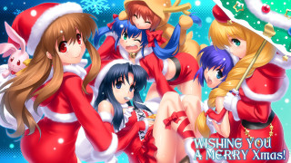 Girls christmas costumes merry message - a group of girls free wallpaper for desktop