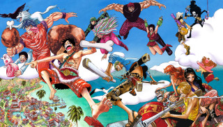 Flying people city background cloudy - eiichiro oda free wallpaper for desktop