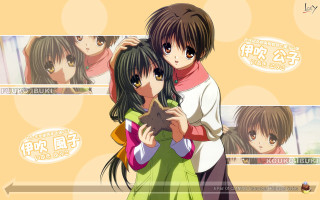Anime couple hugging yellow background 4 - a white circle free wallpaper