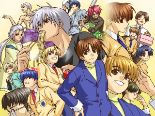 Anime group blue suit yellow - a group of anime characters free wallpaper
