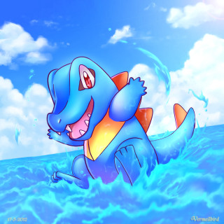 Blue dinosaur ocean yellow orange - a blue sky free wallpaper for tablet