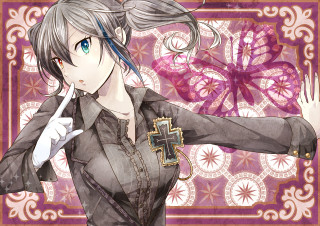 Woman dress butterfly pink background - arm free wallpaper