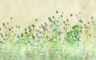 Field grass dots clouds abstract - a painting of a field free wallpaper