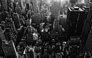 Black white city skyline sunlight 2 - photo of a city free wallpaper