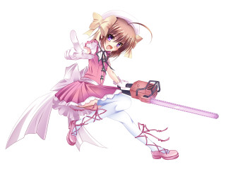 Woman pink dress sword bow - action pose free wallpaper