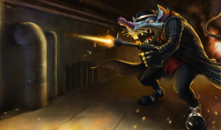 Cartoon character holding gun demon - league of legends concept art free wallpaper