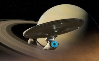 Space station saturn like object - sci fi free wallpaper