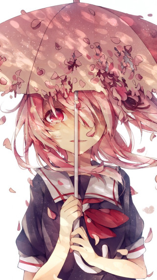 Girl pink umbrella red pants - hat free wallpaper for mobile