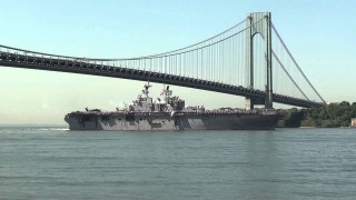 Large ship under bridge water - a bridge free wallpaper