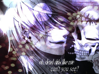 Couple of skulls with caption - dead free wallpaper