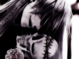 Woman skull face paint holding - a rose free wallpaper