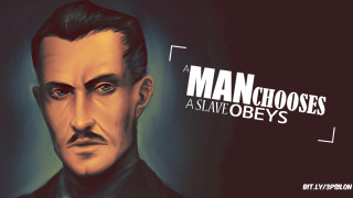 Man mustache suit camera caption - dystopian art free wallpaper for desktop