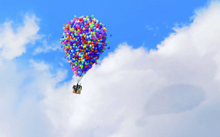 Balloons floating in the sky - pixar and disney animation free wallpaper