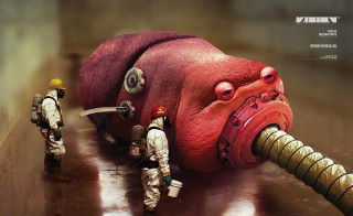 White suits gas masks red - a hose free wallpaper for desktop