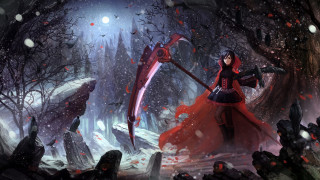 Woman red dress sword snowy 2 - a red cloak free wallpaper