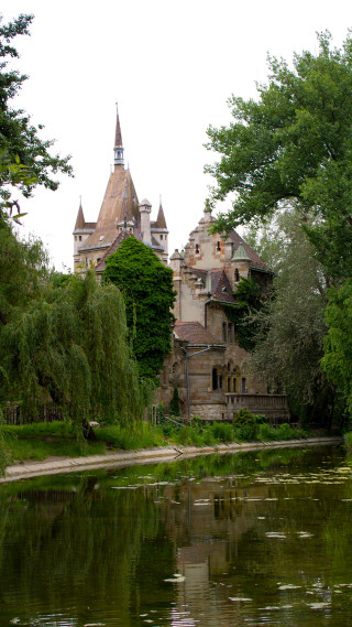 Castle pond trees bench scenery - a bench in front free wallpaper for mobile