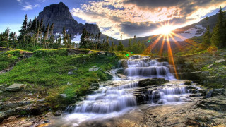 Waterfall mountain sunshine water running 2 - arthur quartley free wallpaper for desktop
