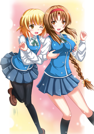 Anime girls hugging posing picture - kyoani free wallpaper for mobile