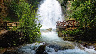 Bridge waterfall river forest mountain - bouchta el hayani free wallpaper