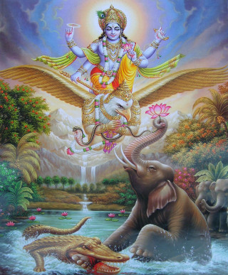 God riding elephant water crocodile - bholekar srihari free wallpaper for mobile