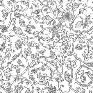 Black white pattern vines flowers - a butterfly free wallpaper for tablet