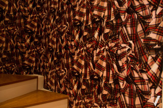 Red black plaid wall staircase - a stair case free wallpaper