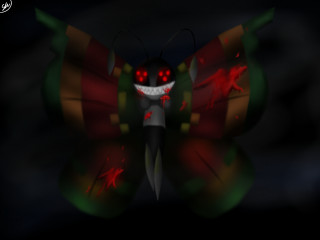 Butterfly red eyes black body - a black body free wallpaper